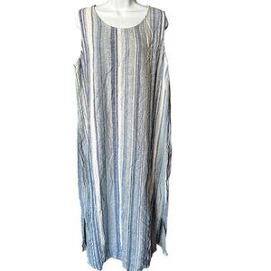 Briggs Womens XL Striped Linen & Rayon Sleeveless Dress Relaxed Fit Beach core
